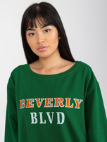 Hurt Ciemnozielona długa bluza z nadrukiem i aplikacją