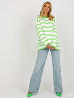 Hurt hellgrün-ecru Oversize-Pullover mit Streifen RUE PARIS.