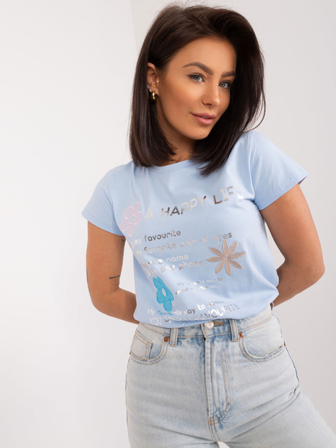 Hurt Jasnoniebieski t-shirt z bawełny BASIC FEEL GOOD