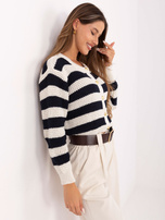 Ecru-navy elegant striped sweater RUE PARIS.