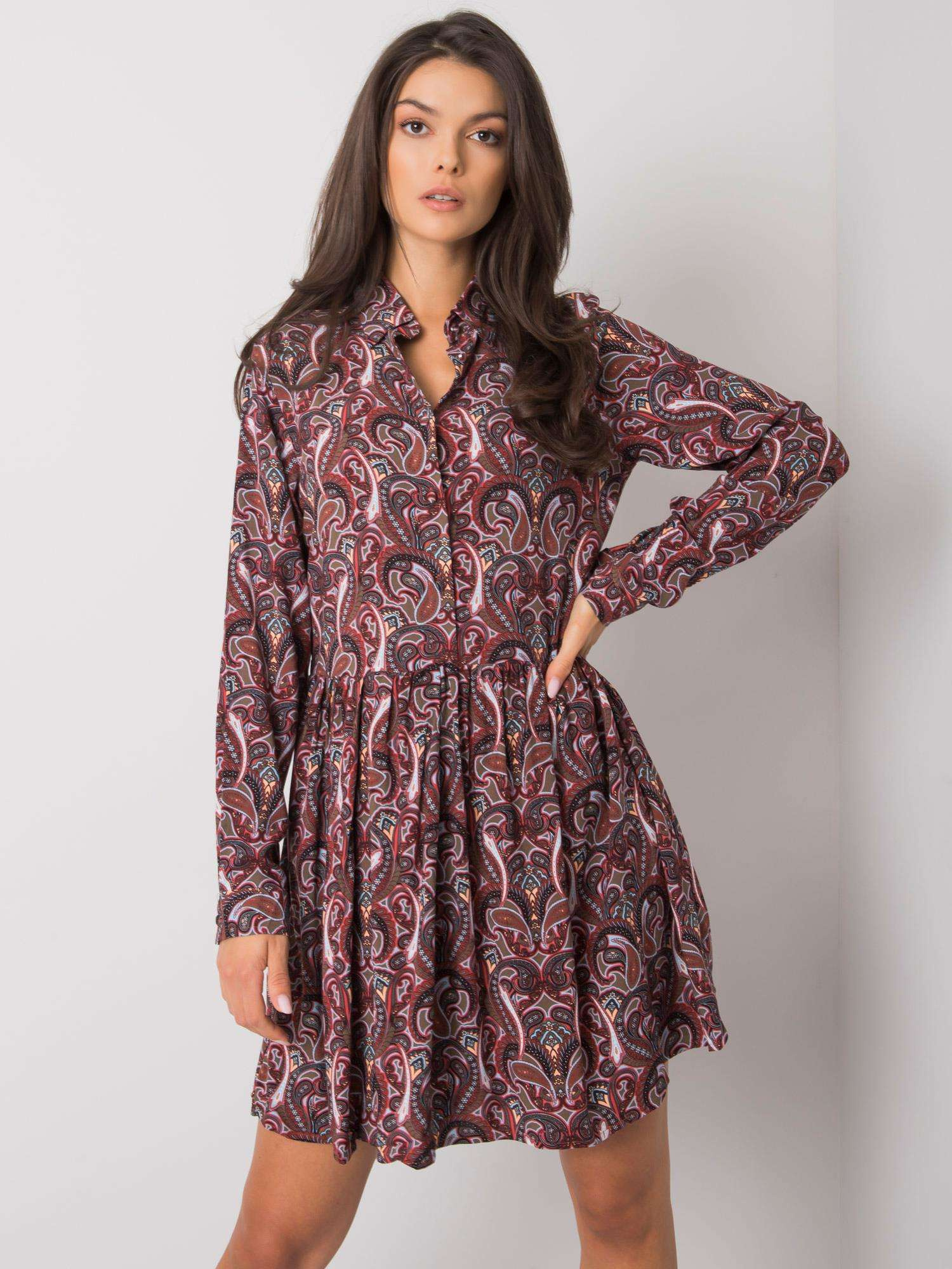 Dark brown dress with prints Alannah FRESH MADE
