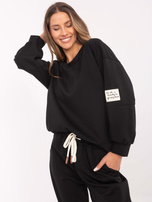 Wholesale Black two-piece set with oversized sweatshirt.