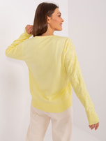 Hurt Jasnożółty damski sweter klasyczny z długim rękawem