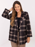 Czarno-beżowa damska  marynarka w kratę