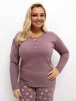 Brudnoróżowa piżama plus size z bluzką i spodniami