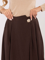 Ciemnobrązowa elegancka spódnica z gumką w pasie RUE PARIS