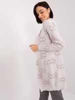 Hurt light purple patterned cardigan with pockets.