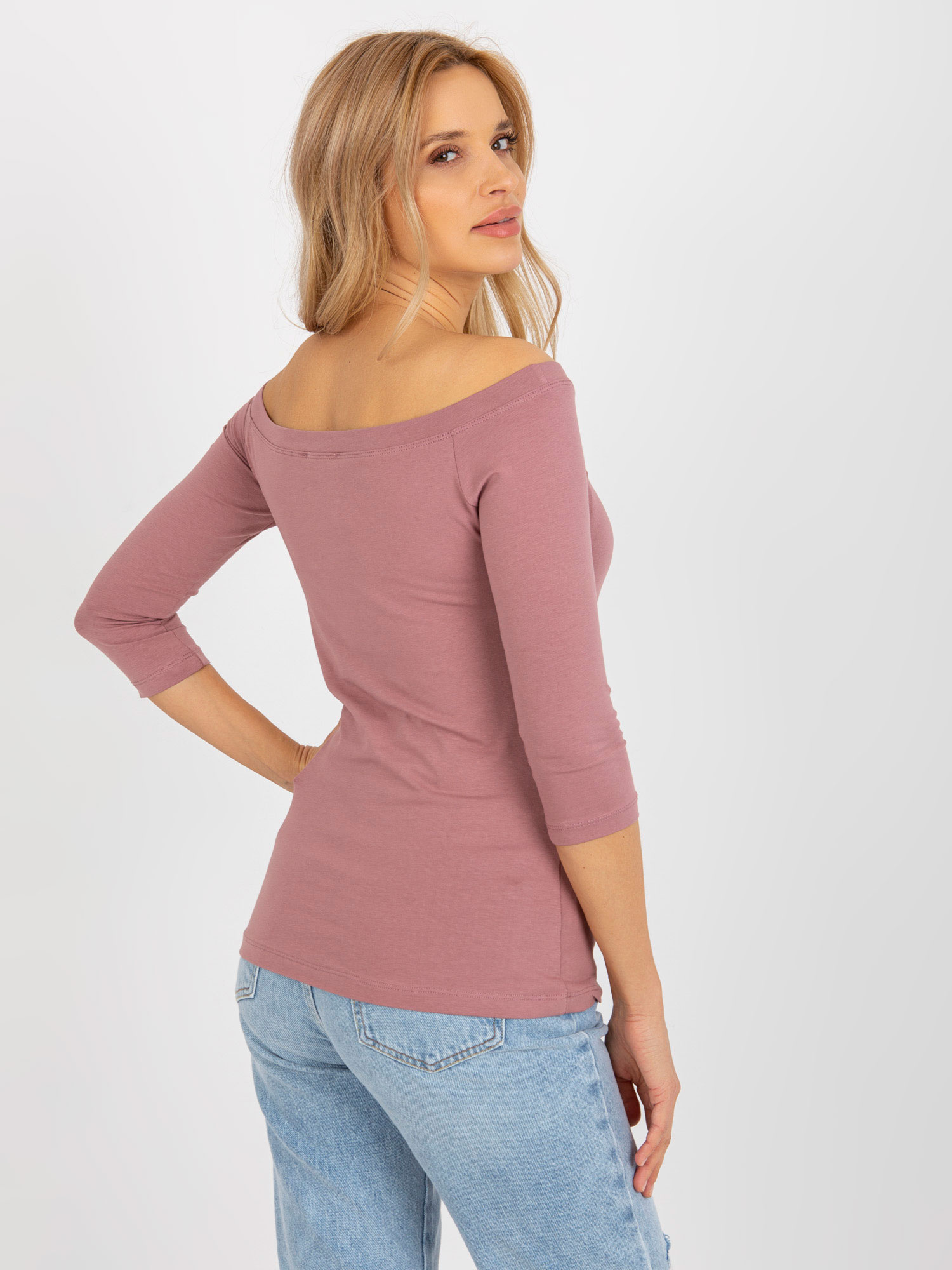 Brudnoróżowa bawełniana bluzka hiszpanka BASIC FEEL GOOD