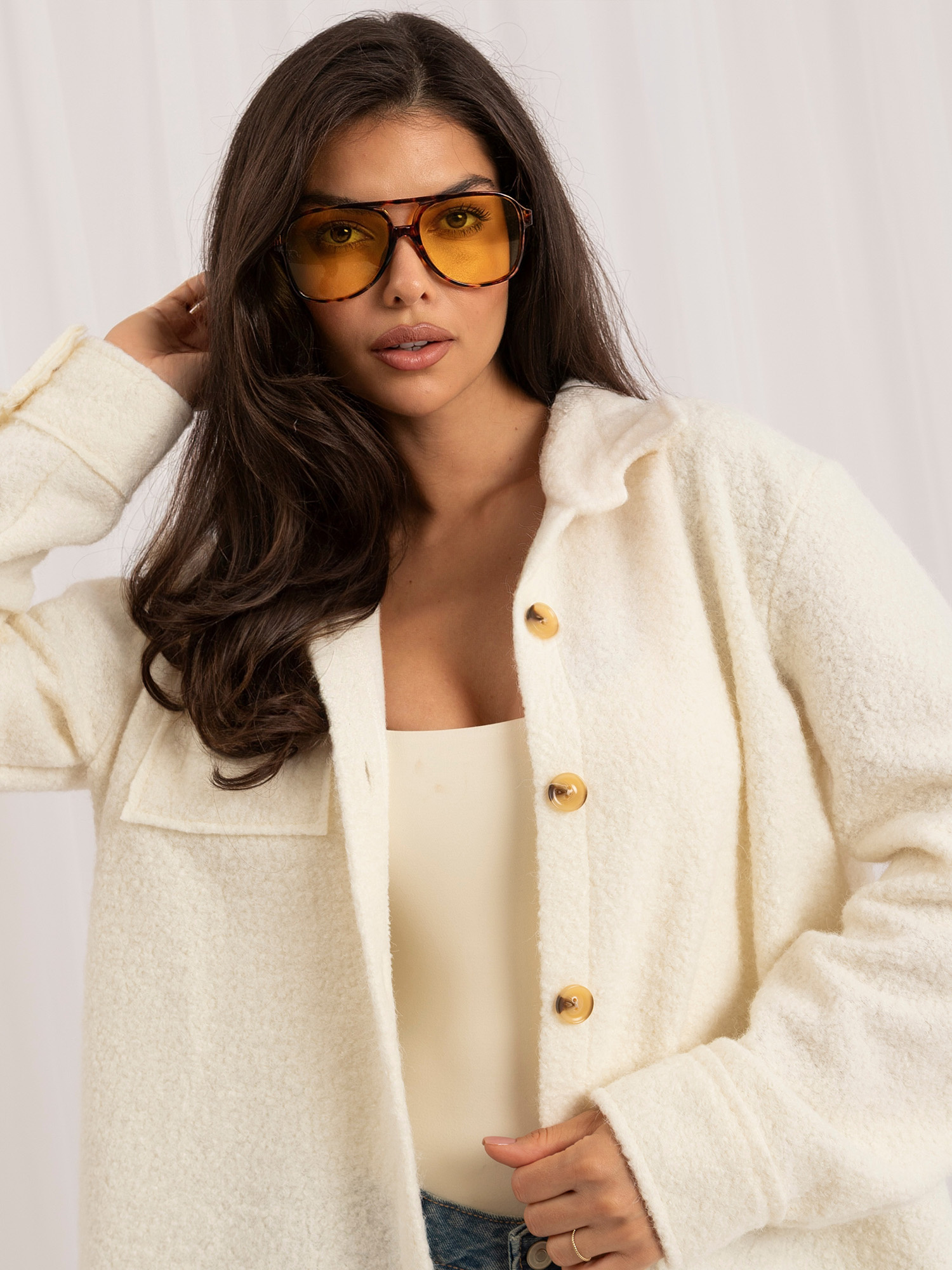 Ecru koszulowa kurtka oversize RUE PARIS