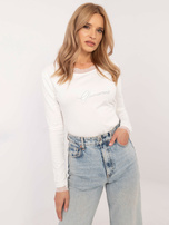 Hurtownia Ecru casualowa bluzka longsleeve z bawełny