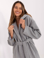 Szary przejściowy płaszcz z kieszeniami RUE PARIS