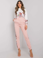 Ecru-różowy komplet dwuczęściowy z bawełny Melanie RUE PARIS