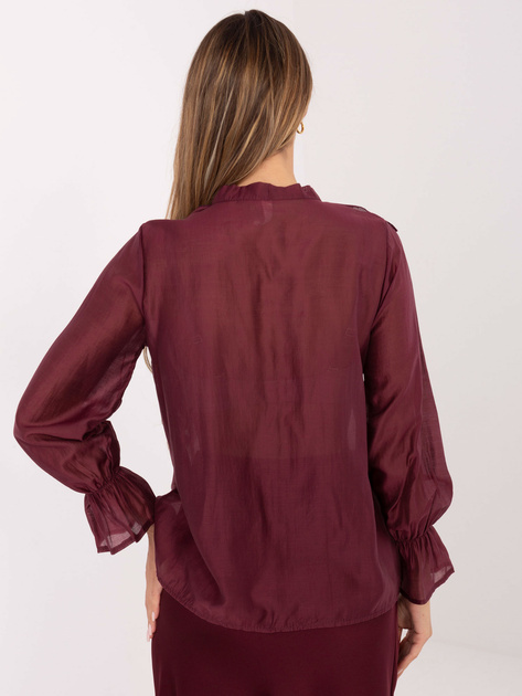 Burgundowa koszula z rękawem typu dzwon