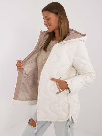 Hurt Ecru quilted transitional jacket with pockets.