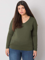Khaki Plain Blouse Plus Size Elisa