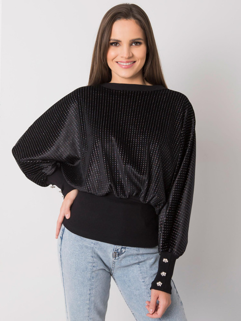 Hurtownia Czarna bluzka wizytowa z długim rękawem RUE PARIS