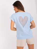 Hurtownia Jasnoniebieska bluzka na co dzień z podwijanymi rękawami