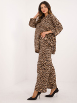 Hurtownia online Beżowo-czarny luźny komplet w panterkę