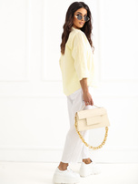 Jasnożółta bawełniana koszula z dekoltem V