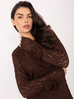 Czekoladowa mini sukienka z ozdobnymi różami