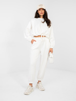 Ecru dresowy komplet ze ściągaczem na bluzie RUE PARIS 