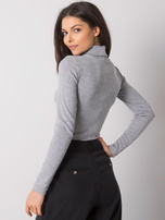 Szara melanżowa bluzka prążkowana z golfem Elisee RUE PARIS