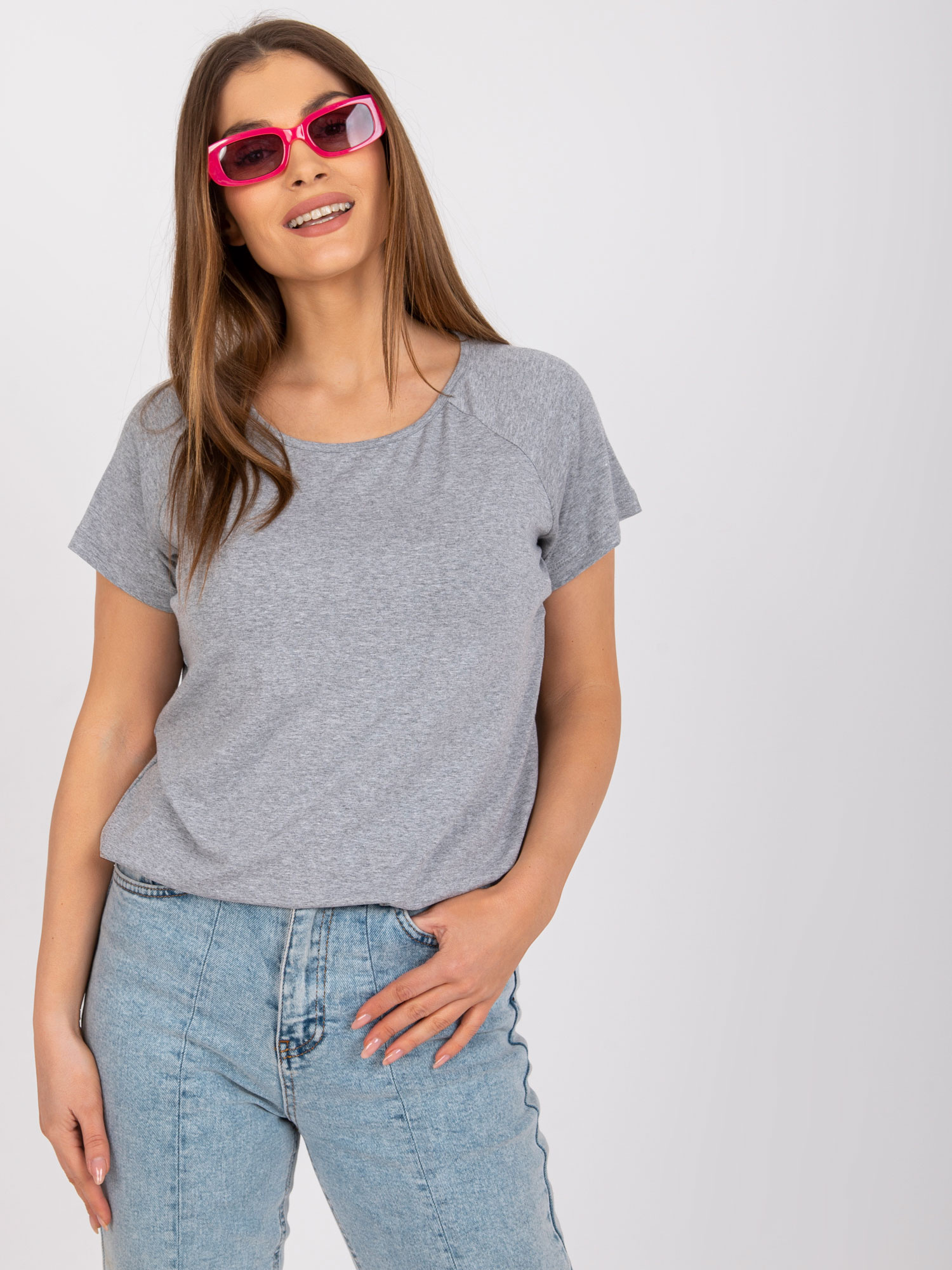 Gray melange basic everyday blouse made of viscose Lucienne.