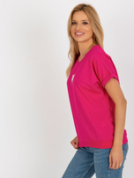 Hurt Fuksjowa bluzka na co dzień z aplikacją z dżetów