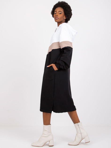 Biało-czarna sukienka dresowa z kapturem Irem RUE PARIS