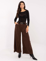 Brązowe sztruksowe spodnie z kieszeniami RUE PARIS