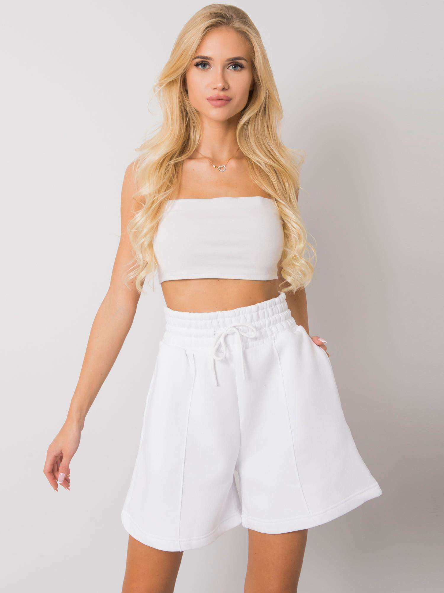 White Larianna sweat shorts.