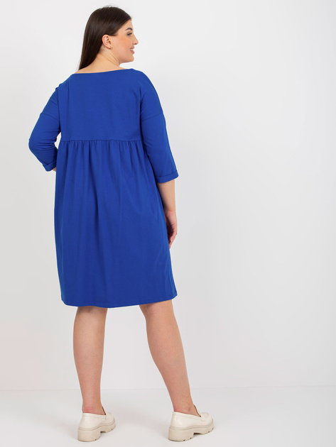 Hurt Ciemnoniebieska sukienka plus size basic z rękawem 3/4