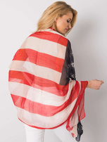 Czerwono-beżowa chusta z printem