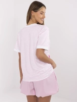Pink and white blouse with lemon print.