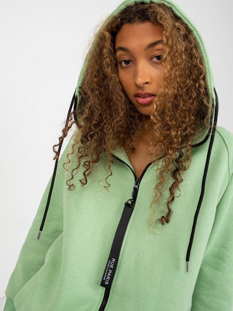 Hurt Jasnozielona dresowa bluza basic na suwak RUE PARIS