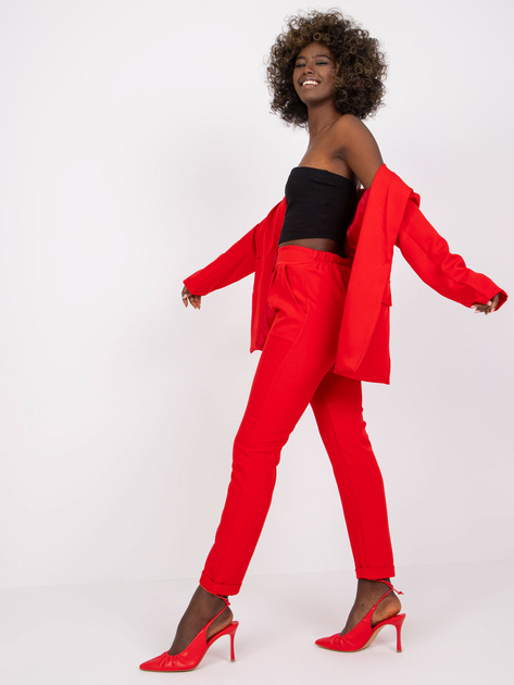 Czerwone spodnie klasyczne damskie Hidalgo