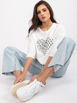 Ecru bluzka bawełniana z aplikacją Bindy