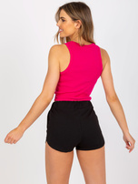 Fuksjowy bawełniany top basic w prążki 