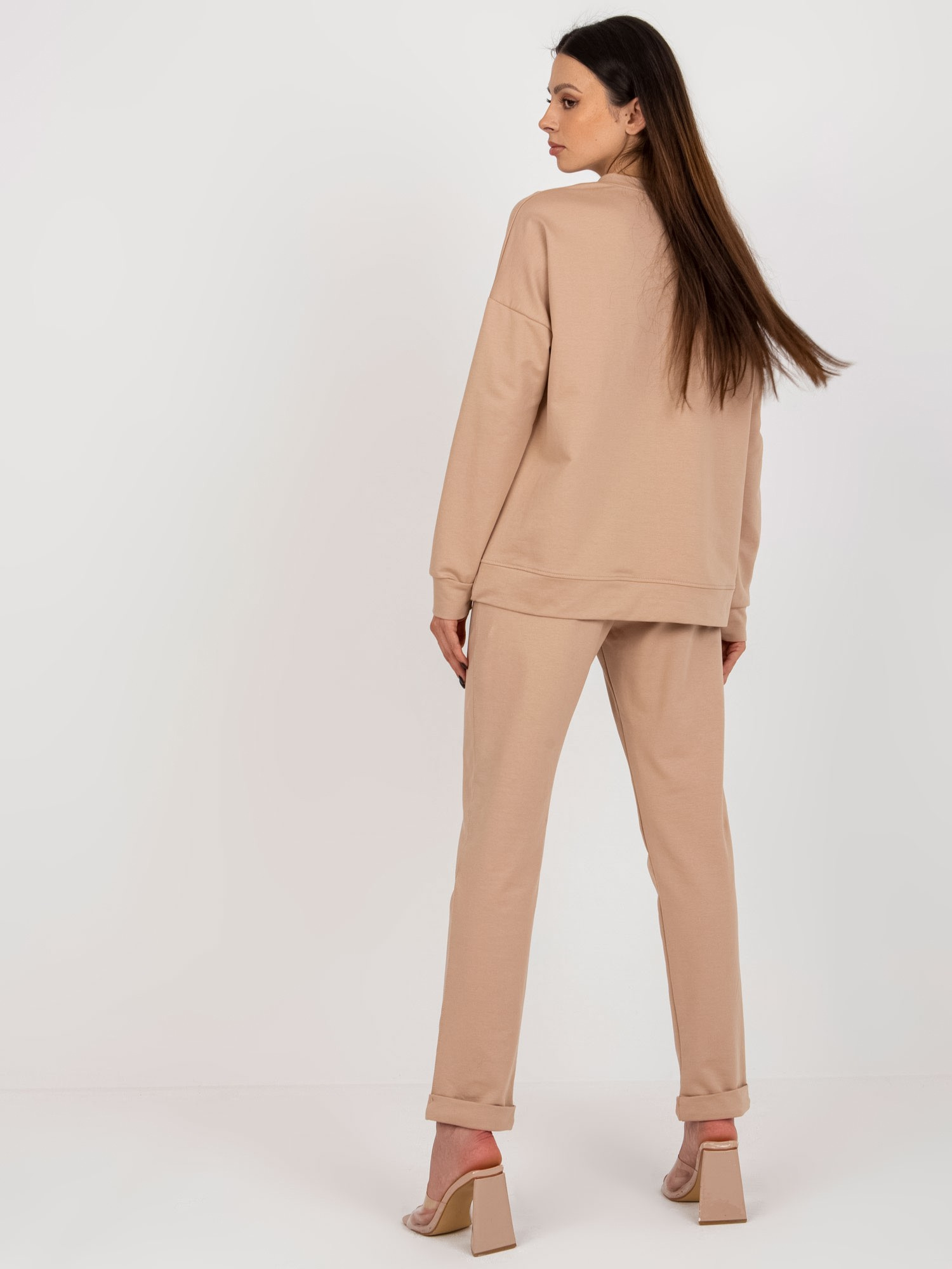 Wholesale Camel casual set with a sweatshirt.
