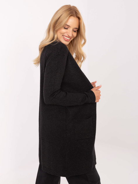 Czarny damski kardigan z kieszeniami
