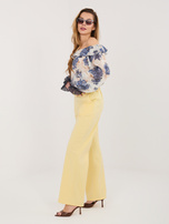 Jasnożółte garniturowe spodnie z wysokim stanem RUE PARIS 