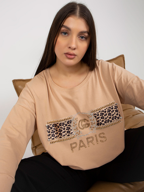 Hurt Beżowa damska bluzka bawełniana plus size