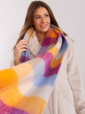 Hurt Purple-orange women's wide checkered scarf.