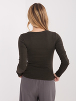 Czekoladowa damska bluzka basic z bawełny 