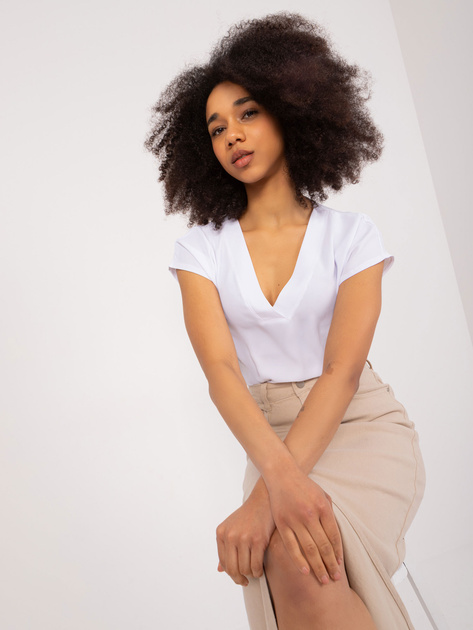 Hurt Biała bluzka z krótkim rękawem BASIC FEEL GOOD