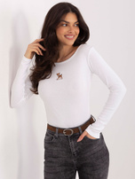 Ecru dopasowana bluzka z haftem