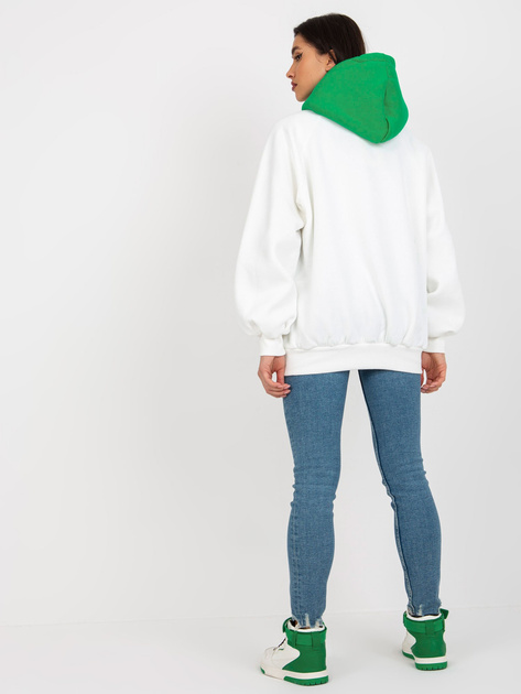 Hurt Ecru-zielona dresowa bluza basic o kroju oversize