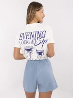 Brudnoniebieskie letnie szorty z muślinu 