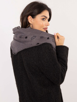 Hurtownia Ciemnoszary damski szal z nadrukiem