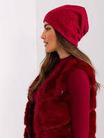 Hurtownia Bordowa czapka damska z dżetami